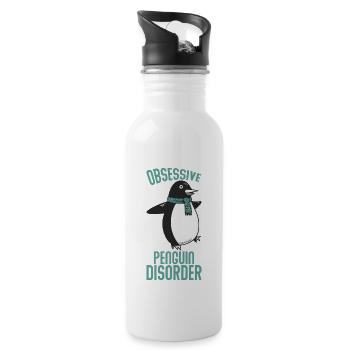 Besessene Pinguin - Trinkflasche mit integriertem Trinkhalm - Weiß - Rechts