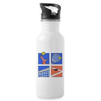 Cool Tennis Designs Tennis Game Cartoon Tournament - Water bottle with straw - white - Right