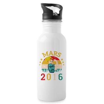 Mars 2016 Anniversaire Idée Cadeau Vintage 2016 - Gourde avec paille intégrée - blanc - Droite