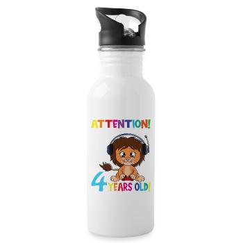Anniversaire de lion j’ai maintenant 4 ans - Gourde avec paille intégrée - blanc - Droite