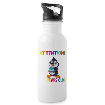 Penguin Anniversaire J’ai maintenant 4 ans - Gourde avec paille intégrée - blanc - Droite