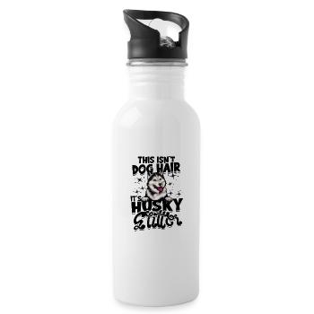 This isn't dog hair it's husky glitter - dog lover - Water bottle with straw - white - Right