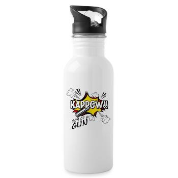 Kappow Bullets Gun Explosion Big bang Aesthetic - Water bottle with straw - white - Right
