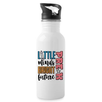 Preschool Kids Back to School Little Minds Bright - Water bottle with straw - white - Right