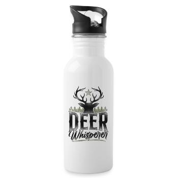 Buck Deer Hunting Hunter Vintage - Water bottle with straw - white - Right