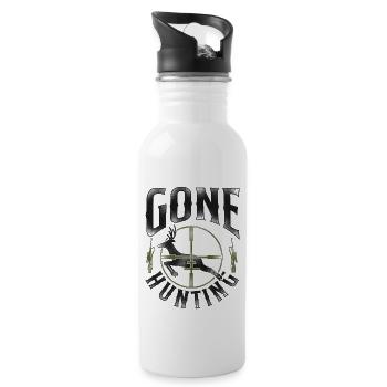 Buck Deer Hunting Hunter Vintage - Water bottle with straw - white - Right
