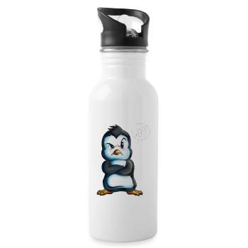 Kaiserpinguin sagt Nö Unterwasserwelt Ozean Böse - Trinkflasche mit integriertem Trinkhalm - Weiß - Rechts