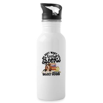 I just want to read books and pet my basset hound - Water bottle with straw - white - Right