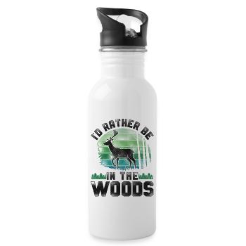 Buck Deer Hunting Hunter Vintage - Trinkflasche mit integriertem Trinkhalm - Weiß - Rechts