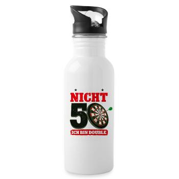 Ich bin nicht 50 ich bin Double Bullseye Darts - Trinkflasche mit integriertem Trinkhalm - Weiß - Rechts