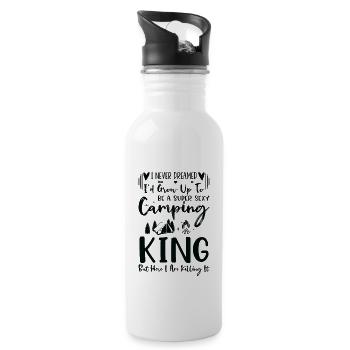 Camping Camper Outdoor Mountain Camping Place - Water bottle with straw - white - Right