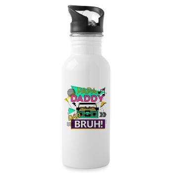 Papa Daddy Dad Bruh - Water bottle with straw - white - Right