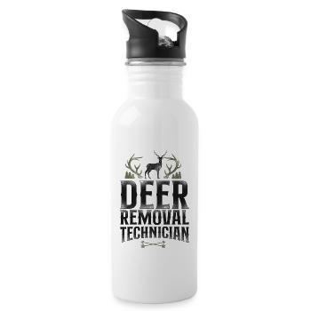 Buck Deer Hunting Hunter Vintage - Water bottle with straw - white - Right