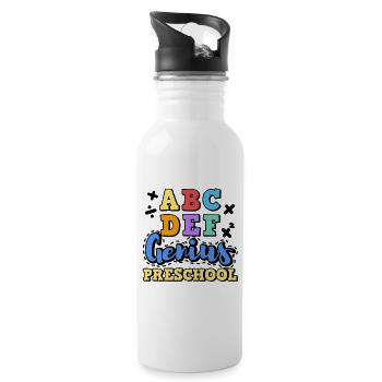 Kids Back to School Alphabet Genius Preschool - Water bottle with straw - white - Right