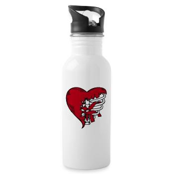 Ribcage Heart Ribbon Gothic Bones Skeleton Death - Trinkflasche mit integriertem Trinkhalm - Weiß - Rechts