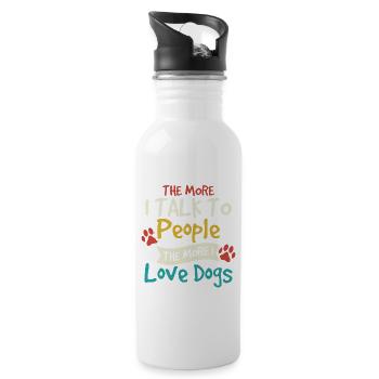 The More I Talk To People The More I Love Dogs Dog - Water bottle with straw - white - Right