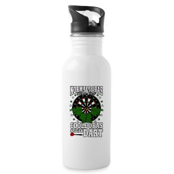 Dart Opa Darts Dartspieler - Trinkflasche mit integriertem Trinkhalm - Weiß - Rechts