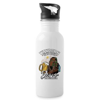 Wanderer Wander Wandern und Bier darum bin ich - Trinkflasche mit integriertem Trinkhalm - Weiß - Rechts