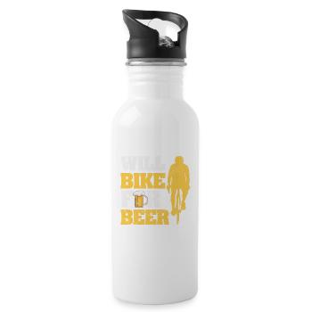 Will Bike pour amateur de bière Vélo de route à vélo drôle - Gourde avec paille intégrée - blanc - Droite