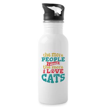 The More People I Meet The More I Love Cats Funny - Water bottle with straw - white - Right