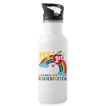 My First Day Of Kindergarten Colorful Rainbow - Trinkflasche mit integriertem Trinkhalm - Weiß - Rechts