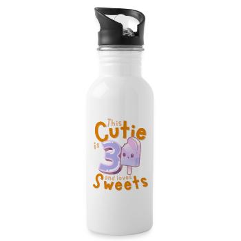 3rd Birthday Kawaii Ice Cream Gift Idea for Girls - Water bottle with straw - white - Right