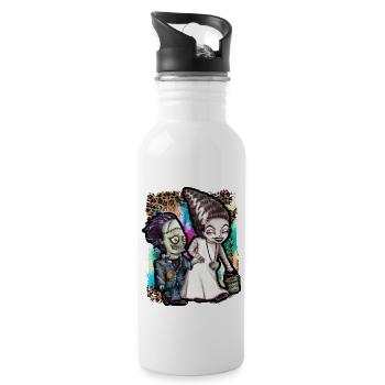 Sorcière d’Halloween et Zombie Tie Dye - Gourde avec paille intégrée - blanc - Droite