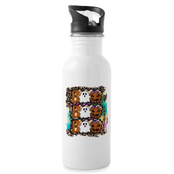 Halloween Boo Ghost Pumpkin Tie Dye - Water bottle with straw - white - Right