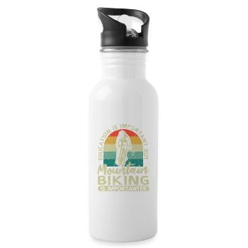 Education is important, but mountain biking is still - Water bottle with straw - white - Right