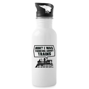 Zuglokomotive Transport Eisenbahnbegeisterte - Trinkflasche mit integriertem Trinkhalm - Weiß - Rechts