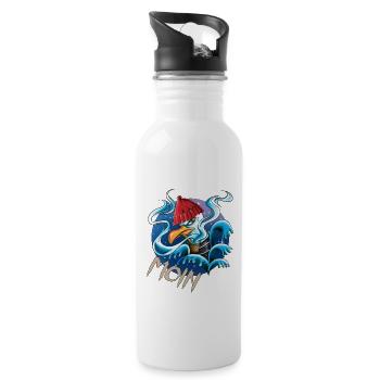Plattdeutsche Möwe Moin Spruch Nordsee Liebhaber - Trinkflasche mit integriertem Trinkhalm - Weiß - Rechts