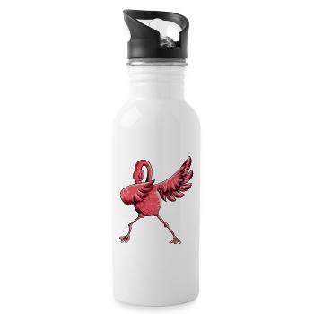 Dabbing pink flamingo dab funny bird motif - Water bottle with straw - white - Right