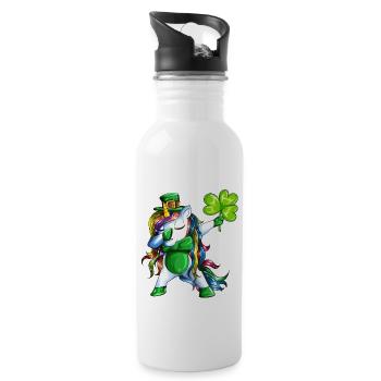 Dab à St Patrick Day Unicorn fait Dabbing - Gourde avec paille intégrée - blanc - Droite