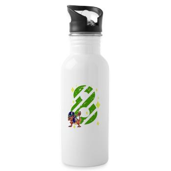 8 Years Old Dino American Football 8th B-day Dab - Water bottle with straw - white - Right