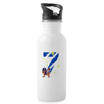 7 Jahre alt Dino American Football 7. B-Day Dab - Trinkflasche mit integriertem Trinkhalm - Weiß - Rechts