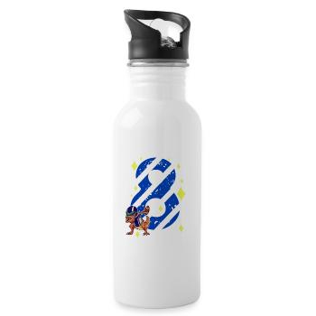 8 Jahre alt Dino American Football 8. Geburtstag - Trinkflasche mit integriertem Trinkhalm - Weiß - Rechts