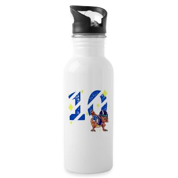 10 Jahre alter Dino American Football 10. Geburtstag - Trinkflasche mit integriertem Trinkhalm - Weiß - Rechts