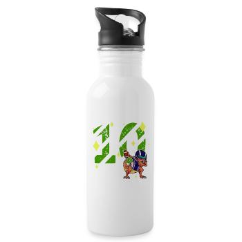 10 Jahre alter Dino American Football 10. B-day Dab - Trinkflasche mit integriertem Trinkhalm - Weiß - Rechts