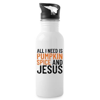 Alles was ich brauche ist K�rbisgew�rz und Jesus T - Trinkflasche mit integriertem Trinkhalm - Weiß - Rechts