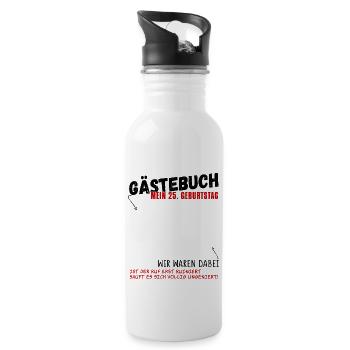 25. Geburtstag Gästebuch 25 Jahre - Trinkflasche mit integriertem Trinkhalm - Weiß - Rechts