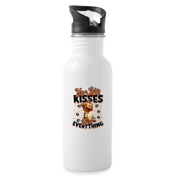 Les baisers Yorkie réparent tout - animal de compagnie - Gourde avec paille intégrée - blanc - Droite
