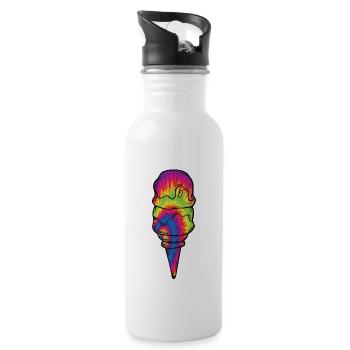 Ice Cream Tie Dye Cone - Water bottle with straw - white - Right