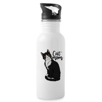 Tuxedo Katze Mutter Geschenk Katze Mutter Tuxedo K - Trinkflasche mit integriertem Trinkhalm - Weiß - Rechts