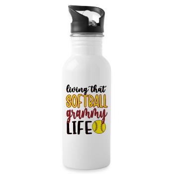 Grammy Granny By Softball Player Softball Grammy - Water bottle with straw - white - Right