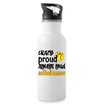 Memaw Grandma By Softball Player Softball Memaw - Water bottle with straw - white - Right