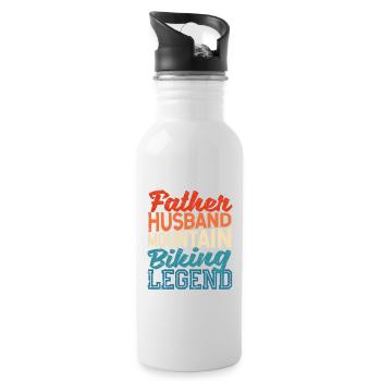 Father Husband Mountain Biking Legend Father's Day Bike - Water bottle with straw - white - Right