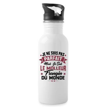 Pas parfait mais le meilleur frangin du monde - Gourde avec paille intégrée - blanc - Droite