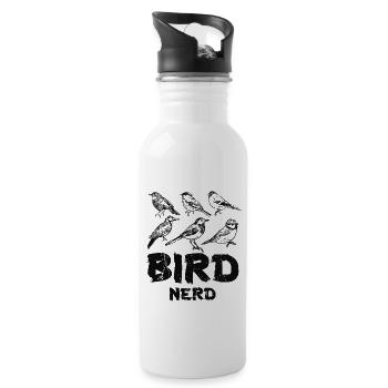 Bird Watching Nerd - Water bottle with straw - white - Right