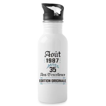 35 ans anniversaire aout 1987 - Gourde avec paille intégrée - blanc - Droite