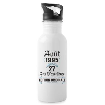 27 ans anniversaire aout 1995 - Gourde avec paille intégrée - blanc - Droite